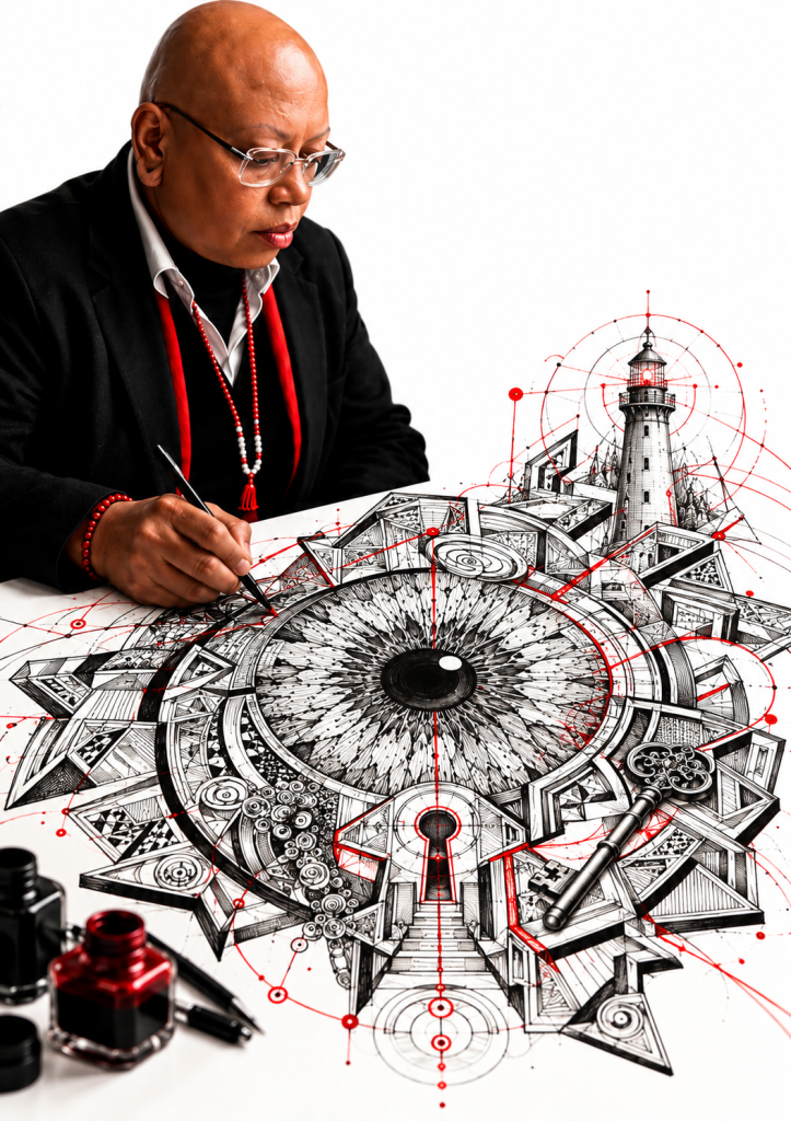 Sam Noten creating art Dominique